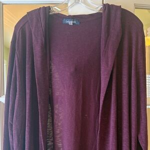 2X Laila Jayde Maroon Burgundy Knit Hoodie cardigan long sweater